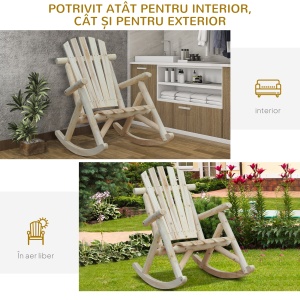 Scaun Balansoar de Gradina Stil Adirondack din Lemn, 66x96x98 cm - Img 7