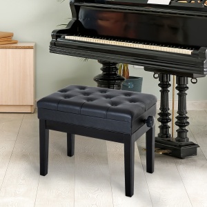 Scaun Băncuță pentru Pian cu compartiment depozitare, înălțime reglabilă 54.5x33x48-58cm, Negru, - Img 2