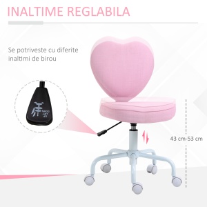 Scaun Birou Copii – Forma Inima, 5 Roti & Suport Rotativ - Img 4