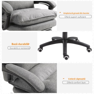 Scaun Birou Ergonomic – Masaj 6 Puncte & Reglabil, Gri - Img 5