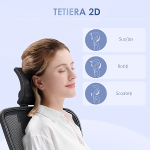 Scaun Birou Ergonomic – Reglabil, Suport Lombar & Tetiera - Img 7