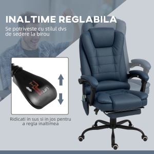 Scaun Birou Ergonomic cu 7 Puncte de Masaj și Suport Picioare Reglabil, Albastru - Img 6