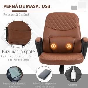 Scaun Birou Masaj – Maro, Reglabil, Piele Ecologica - Img 4