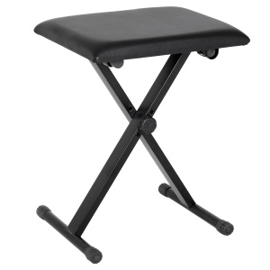 Scaun Captusit pentru Pian Pliabil cuInaltime Reglabila, Negru, 39x29x51cm