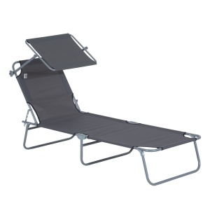 scaun cu parasolar, 187x58x50 cm, gri - Img 1