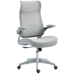 Scaun de birou ergonomic cu cotiere reglabile și tetieră, gri