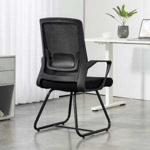 Scaun de birou ergonomic fără roți, cu brațe, pentru sală de așteptare, negru - Img 9