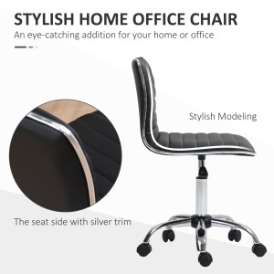 Scaun Ergonomic de Birou din Piele Ecologică cu Înălțime Reglabilă, Șezut Rotativ și 5 Rotile, 48x52x90 cm, Negru - Img 5
