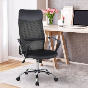scaun ergonomic de birou, insertie plasa, negru - Img 2