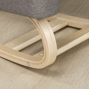 Scaun ergonomic din lemn cu perna captusita din spuma de cauciuc, 51x69x58, Gri - Img 7