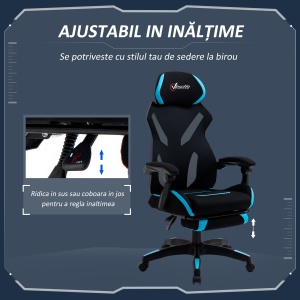 Scaun Gaming Ergonomic 65×65×119‑129 cm Negru/Albastru - Img 4