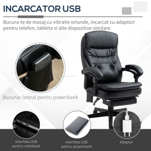 Scaun Masaj USB – Directorial, Cu Vibratii & Design Ergonomic - Img 5