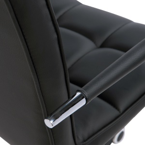 Scaun Rotativ cu Brațe din Piele Sintetică, Negru 52.5x54x94cm - Img 8