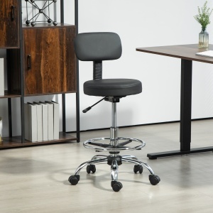 Scaun Rotativ la 360° și Reglabil pe Înălțime cu Suport pentru Picioare, 52x52x78-92 cm, Negru - Img 2