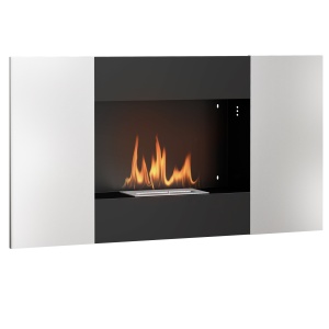 Șemineu pe Bioetanol de 0,9L pentru Durată de 3,3 ore, Bioșemineu Încastrabil din Oțel și Sticlă, 100x15x54 cm, Negru