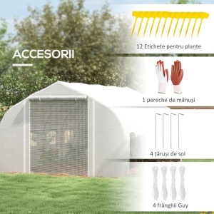 Sera Cabina 4 x 3 m, Pereti Laterali Rulabili cu Fermoar, Usa cu Plasa, 8 Ferestre cu Plasa, Cort Tunel de Sera - Img 7