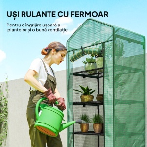 Seră de grădină balcon etajere seră 5 niveluri 0,69 x 0,49 x 1,93 m oțel folie rulabilă PE verde - Img 6