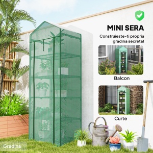 Seră de grădină balcon etajere seră 5 niveluri 0,69 x 0,49 x 1,93 m oțel folie rulabilă PE verde - Img 9