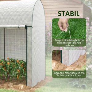 Seră de Grădină, Seră pentru Plante cu 2 Uși Batante Rulante, Acoperire PE, Anti-UV, 2x1x1,78 m, Alb - Img 7