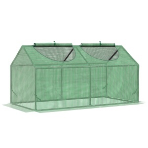 Seră de Grădină Tip Cabană cu Acoperiș din PE, Seră pentru Grădină cu Țăruși și Margini Extinse, 120x60x60 cm, Verde - Img 1