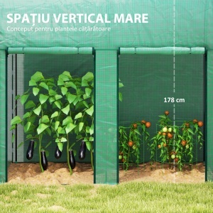 Seră pentru grădină 2 m² dim. 2L x 1l x 1,78H m 2 Uși cu fermoar rulante Oțel PE Înaltă densitate 140 g/m² Anti-UV verde - Img 4