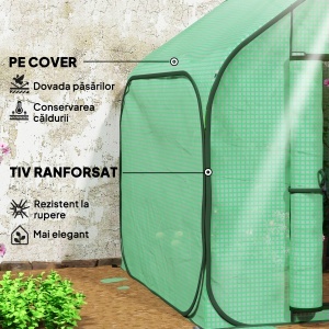 Sera pentru Gradina Metal+PE – 150×148×148 cm Verde, Usa Fermoar - Img 5