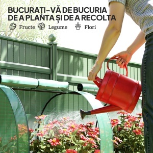 Seră Portabilă Tip Tunel 4x1x0.8 m cu 4 Uși cu Fermoar, Acoperire PVC Rezistentă la Apă/UV - Img 7
