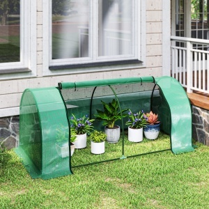 Sera Tunel din Otel si cu Capac din PVC, 200x100x80 cm, Transparent si Verde - Img 8
