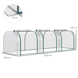 Sera Tunel PVC & Otel – 295×100×80 cm, Cu Usi Fermoar - Img 3