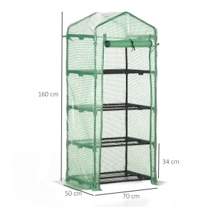 Sera verticala cu raft pe 4 niveluri, sera cu balcon si terasa din otel si PE verde inchis, 70x50x160cm - Img 3
