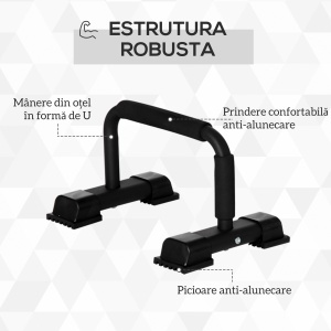 Set 2 Bare Paralele din Oțel pentru Fitness cu Mânere din Antiderapante, 36x25x20 cm, Negru - Img 5