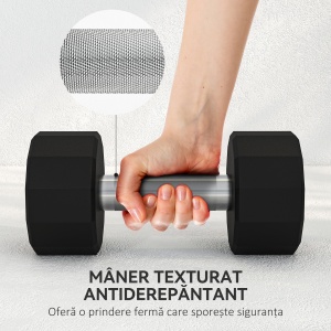 Set 2 Gantere 10 kg – Metal & Cauciuc, Manere Antiderapante - Img 6