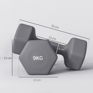 Set 2 Greutăți Hexagonale, Gantere cu Prindere Antiderapantă pentru Antrenament de Fitness Acasă, 27x10x10 cm, Gri - Img 3