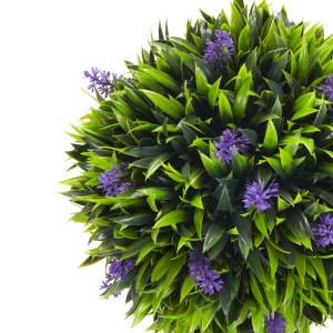 Set 2 Plante Artificiale Sferice cu Flori de Lavandă şi Vas, Ø24x60 cm, Verde - Img 8