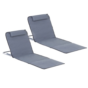 Set 2 Saltele Plaja Gri – Pliabile cu Spatar Reglabil