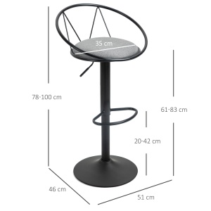 Set 2 Scaune de Bar – Pivotante, Maro, Reglabile 78–100 cm - Img 3