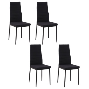 Set 4 scaune captusite pentru camera de zi, moderne, din metal si material textil Negru - Img 1