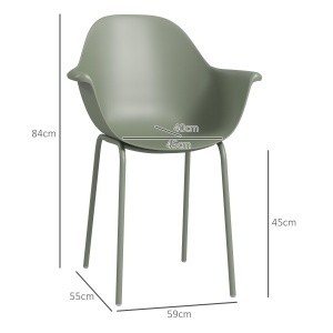 Set 4 Scaune de Exterior 59x55x84 cm din PP și Oțel Verde - Img 3