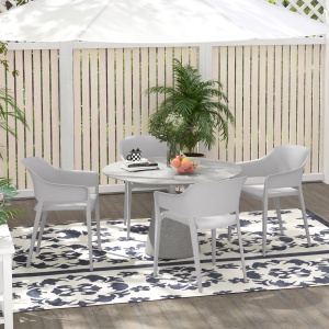 Set 4 Scaune Gradina PP Exterior – Spatar inalt & Cotiera, Stivuibile - Img 2