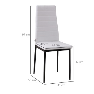 Set 4 Scaune Moderne – Alb, Metal & Textil pentru Camera de Zi - Img 3