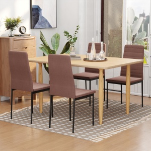 Set 4 Scaune Moderne – Metal & Material Textil Captusit, Kaki - Img 2