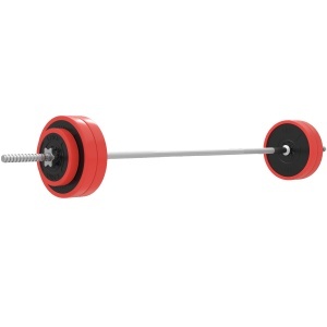Set Bară cu Greutăți 30 kg Antialunecare cu 6 Discuri Roșu - Img 1