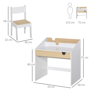 Set Birou și Scaun pentru Copii 6-10 Ani cu Raft și Sertar - Img 3