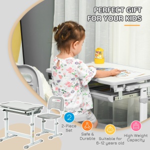 Set Copii – Masa & Scaun Reglabile cu Blat inclinabil - Img 4