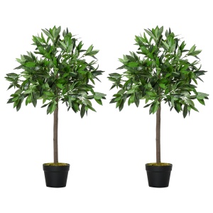 Set de 2 Arbori de Dafin in Ghiveci, Plante Artificiale din Plastic, inaltime 90 cm, pentru Interior si Exterior - Img 1