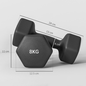 Set de 2 Greutăți Hexagonale, Gantere cu Prindere Antiderapantă pentru Antrenament de Fitness, 24x11x11 cm, Negru - Img 3