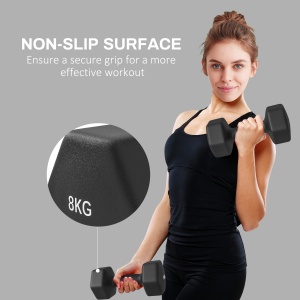 Set de 2 Greutăți Hexagonale, Gantere cu Prindere Antiderapantă pentru Antrenament de Fitness, 24x11x11 cm, Negru - Img 6