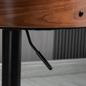 Set de 2 scaune de bar cu inaltime reglabila, scaune de bar pivotante cu inaltime reglabila, cu suport pentru picioare, scaune de bar din tesatura de in, negru si nuc - Img 9
