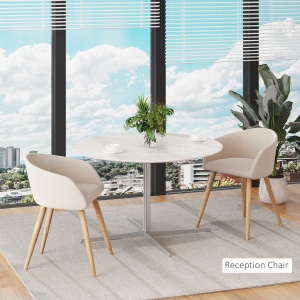 Set de 2 Scaune de Dining Stil Scandinav, Tapițate cu Material Textil, 55x56x74 cm, Bej - Img 7