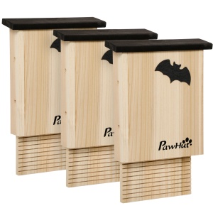 Set de 3 Adăposturi pentru Liliac din Lemn de Brad pentru Exterior, 25x6x37.5 cm, Lemn Natural - Img 1